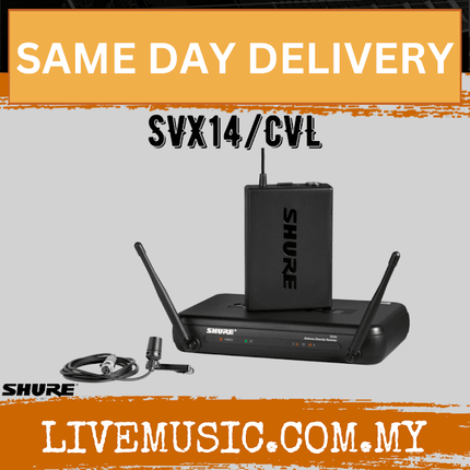 Shure SVX14/CVL Wireless Presenter System, SVX4 Diversity Receiver, SVX1 Bodypack Transmitter & CVL Centraverse Lavalier Condenser Microphone ( SVX14-CVL / SVX14CVL )