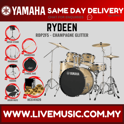 Yamaha Rydeen 5-piece RDP2F5 Acoustic Drum Set with Meinl HCS141620 Cymbal Set/Drum Mute/Drumsticks/Drum Stool ( RDP2F5 )
