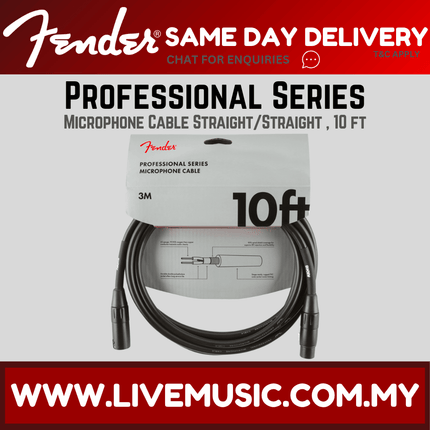 Fender Professional Series Microphone Cable, 10ft - Black
