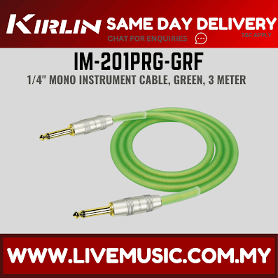 Kirlin Cable IM-201PRG Instrument Cable Mono Plug 3/6 Meter Guitar Cable - Green/Purple/Red/Yellow (IM 201PRG/IM201PRG)