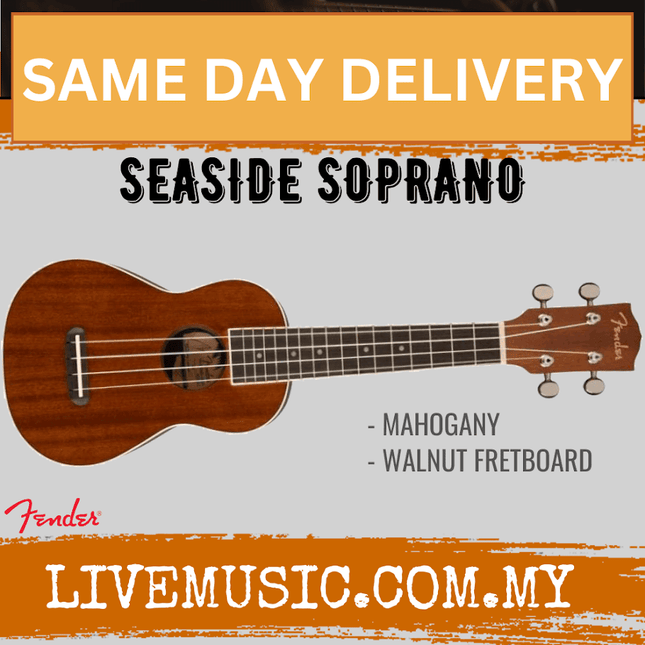 Soprano ukulele with natural wood body and walnut fretboard