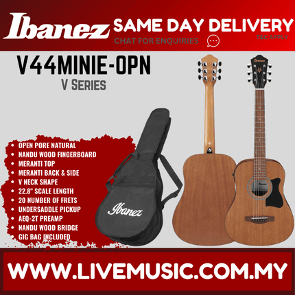 3/4 acoustic-electric guitar in open pore natural finish with gig bag and pickup