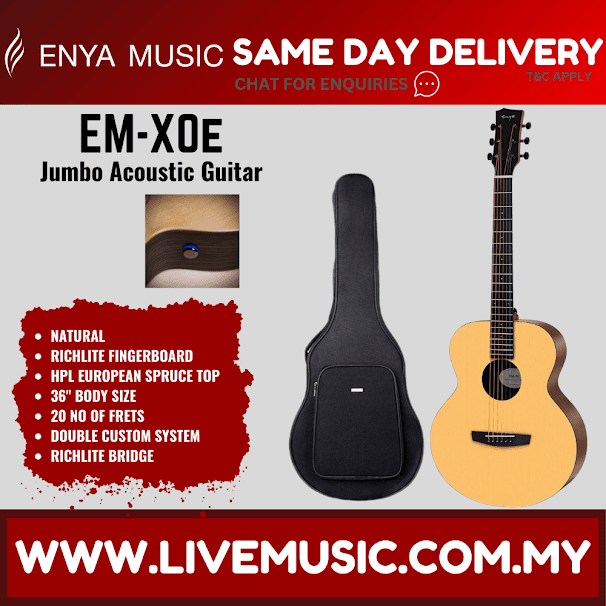 Enya EM-X0 EQ 36“ Parlour European Spruce Top Acoustic Electric Guitar with Gig Bag ( EM X0 EMX0 )