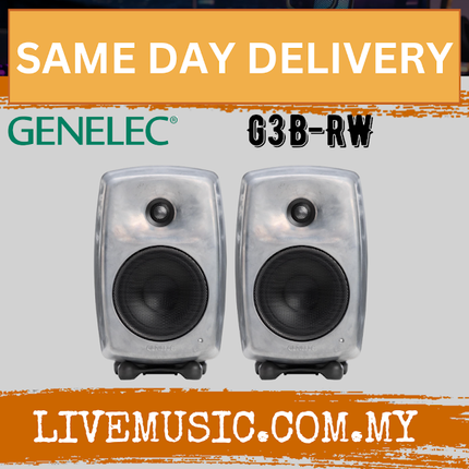 Genelec G Three 2-Way Powered Bookshelf Speaker, Black/White/Raw - Pair (G3B G 3B)