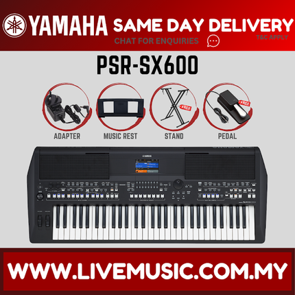 Yamaha PSR-SX600 61-key Arranger Workstation with Keyboard Stand, Pedal And Accessories ( PSRSX600 / PSR SX600 )