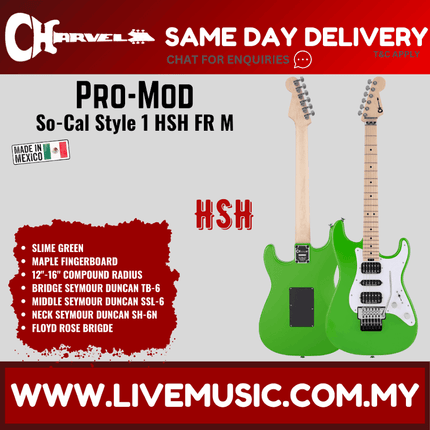Charvel Pro Mod So-Cal Style 1 HSH Electric Guitar w/Floyd Rose, Maple FB, Slime Green