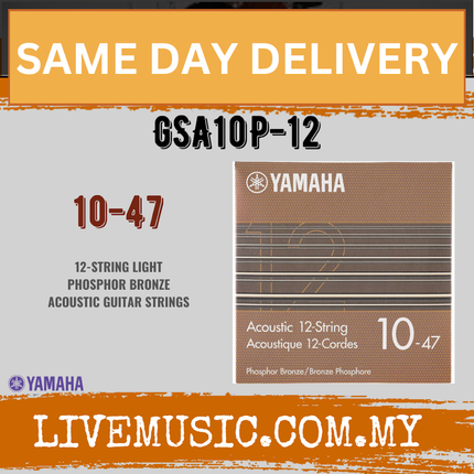 Yamaha GSA10P-12 12-string Light Phosphor Bronz 12-string Acoustic Guitar (010-047) ( GSA10P 12 GSA10P12 )