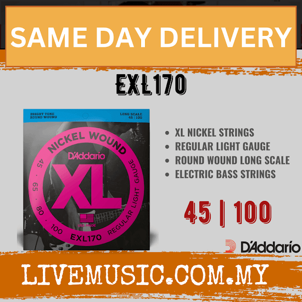 D'Addario EXL170 - Nickel Wound Bass Strings, Light, Long Scale (45-100)(Daddario)