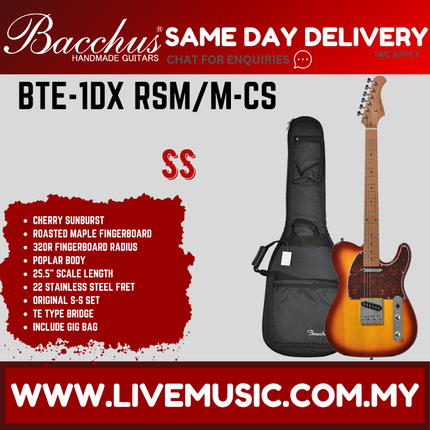 Bacchus BTE-1DX-RSM/M-CS Universe Series Roasted Maple Electric Guitar, Cherry Sunburst ( BTE1DXRSMM / BTE 1DX RSMM )