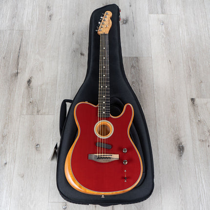 Fender American Acoustasonic Telecaster Acoustic Electric Guitar w/Bag, Ebony FB, Crimson Red
