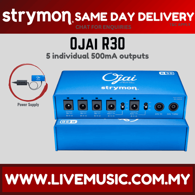 Strymon Ojai R30 High Current DC Power Supply / 5-output High Current Low-profile Guitar Pedal Power Supply