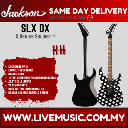 Jackson X Series Soloist SLX DX Electric Guitar, Laurel FB, Polka Dot