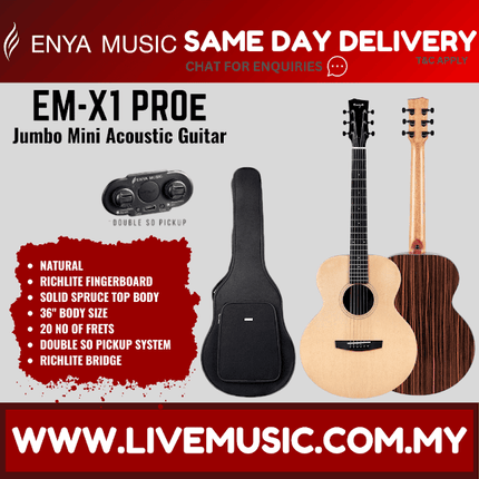 Enya EM-X1 Pro EQ 36 Inch Solid Spruce Top Acoustic Electric Guitar with Bag (EM X1 EMX1)