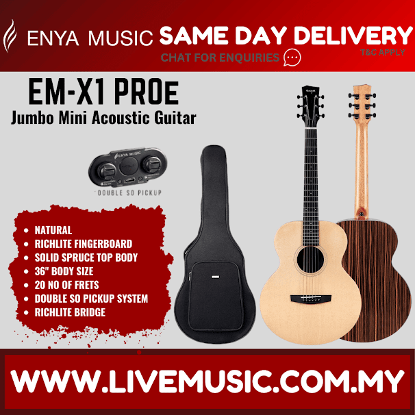 Enya EM-X1 Pro EQ 36 Inch Solid Spruce Top Acoustic Electric Guitar with Bag (EM X1 EMX1)