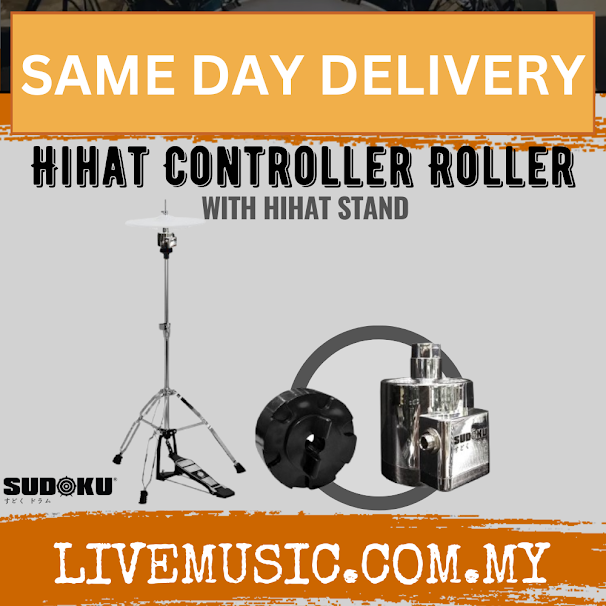 Sudoku Hihat Controller Roller with Drum Hihat Stand- Black/Chrome