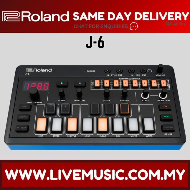 Roland Aira Compact J-6 Chord Synthesizer Portable 4 Voice Synthesiser (J6 / J 6 )