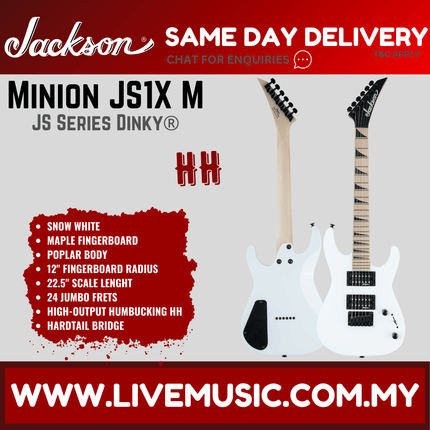 Snow white electric dinky guitar with maple fretboard and black pickups