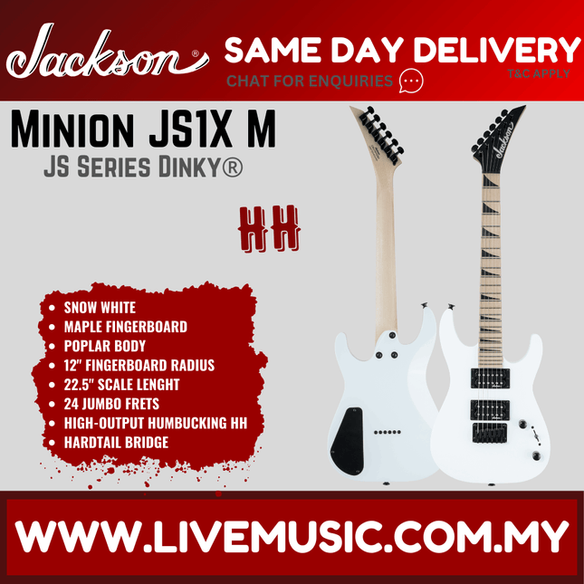 Snow white electric dinky guitar with maple fretboard and black pickups