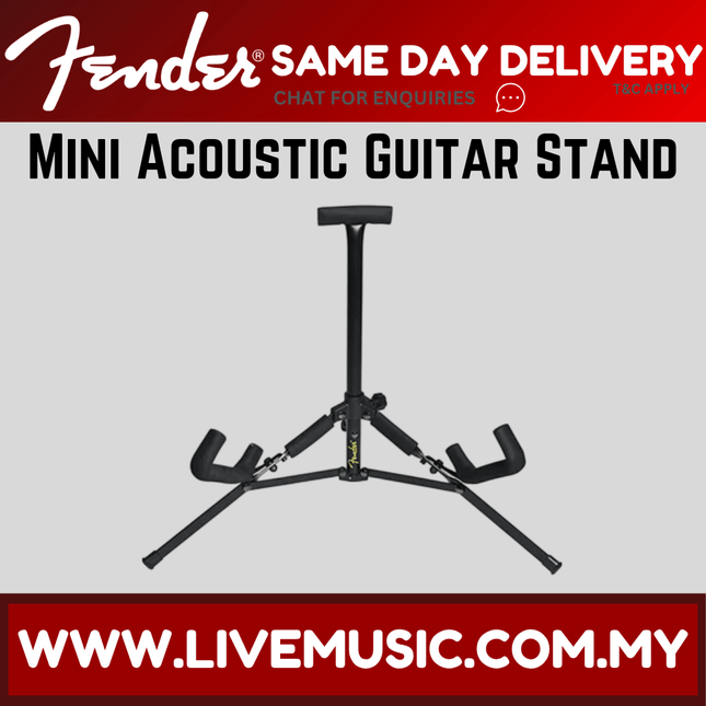 Black mini acoustic guitar stand with three-leg base and adjustable neck support