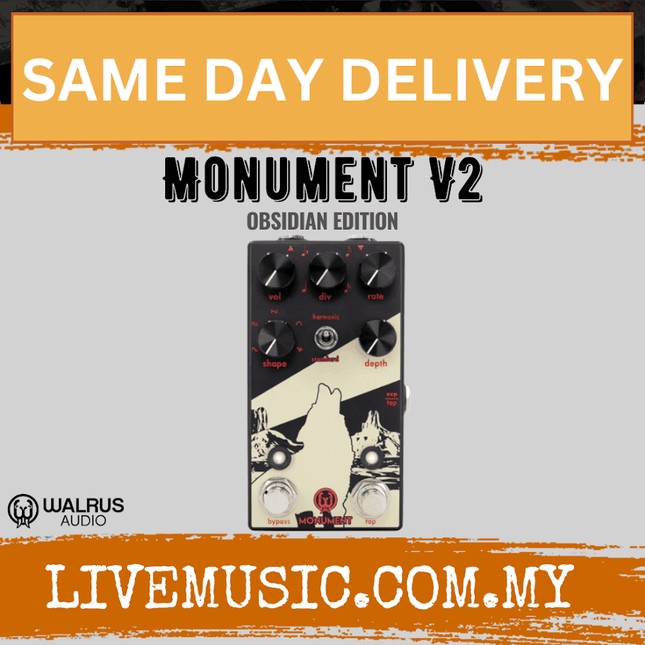 Walrus Audio Monument Harmonic Tap Tremolo V2 Guitar Effects Pedal, Obsidian Series