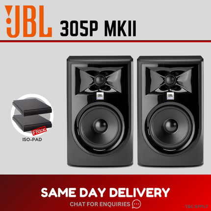JBL LSR305P MKII Powered 5 Inch Two-Way Studio Monitor with Monitor Stand & Isolation Pad - Pair ( LSR305 / LSR 305P )