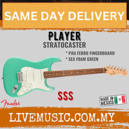Fender Player Stratocaster Electric Guitar, Pau Ferro FB, Sea Foam Green