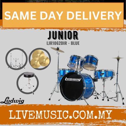 Ludwig Junior 5-Piece Drum Kit w/ Hardware+Throne+Cymbal (LJR1061DIR / LJR1062DIR / LJR1064DIR)