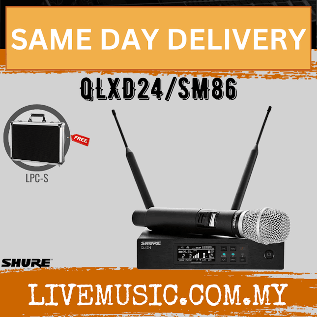 Shure QLXD24/SM86 Handheld Wireless Microphone System, QLXD4 Receiver & QLXD2/SM86 Handheld Transmitter ( QLXD24-SM86 / QLXD24SM86 )