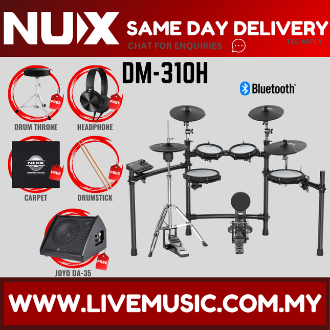 Nux DM-310H Full Set Digital Electronic Drum with Bluetooth and Dual Mesh Head ( DM310 DM 310 DM310H )