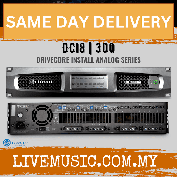 Crown DCi 8|300 Eight-channel, 300W @ 4Ω Analog Power Amplifier, 70V/100V ( DCi-8|300 / DCi8|300 )