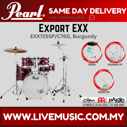 Pearl Export EXX 5-Piece Drum Set with Hardware, Drumstick & Throne ( NO CYMBAL ) ( EXX725SP/C )