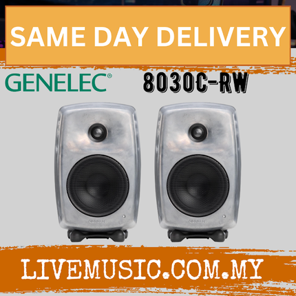 Genelec 8030C 5" 2-Way 100W Active Studio Monitor Speaker, Dark Grey/White/Raw - Pair (8030 C 8030-C)