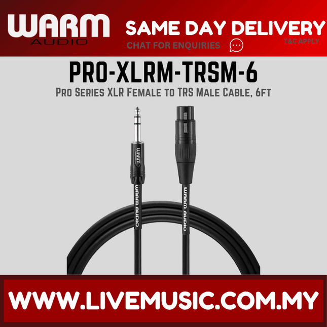 Warm Audio Pro Series XLR Female to TRS Male Cable, 6ft ( PRO-XLRF-TRSM-6 PROXLRFTRSM6 )