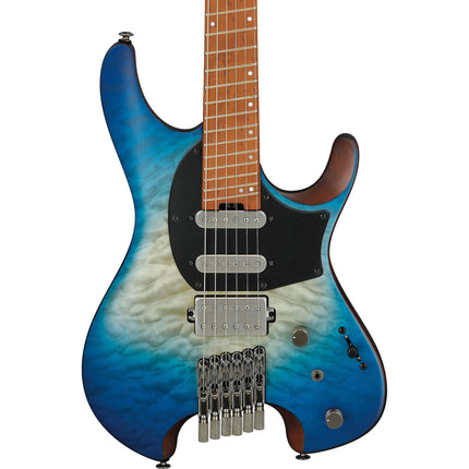 Ibanez Q Series QX54QM Headless Electric Guitar, Roasted Maple Fretboard - Blue Sphere Burst Matte (QX-54QM/QX54QM-BSM)