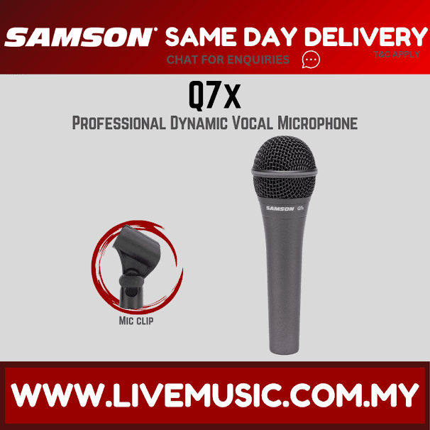 Samson Q7x - Professional Dynamic Handheld Microphone With Clip (Q7-x/SAQ7X)
