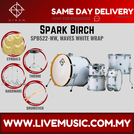 Dixon Spark Birch SPB522 5-Piece Drum Kit w/Hardware+3 Cymbals