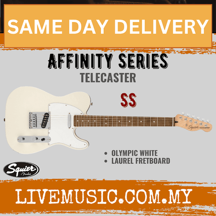 Squier Affinity Series Telecaster Electric Guitar, Laurel Fretboard - Olympic White