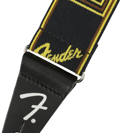 Fender WeighLess Monogram Guitar Strap, Multi-Colour - Black/Yellow/Brown