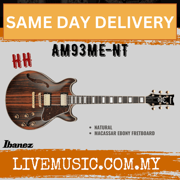 Ibanez AM93ME-NT Artcore Expressionist Semi-Hollow Electric Guitar - Natural ( AM93ME NT / AM93MENT )