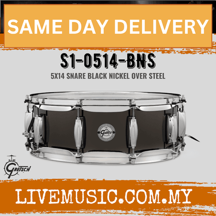 Gretsch S1-0514-BNS 5x14inch Black Nickel Over Steel Snare Drum