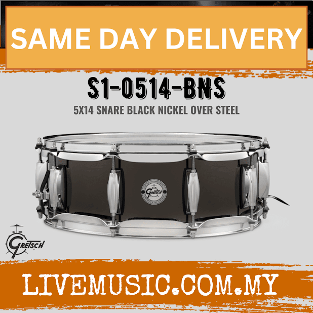 Gretsch S1-0514-BNS 5x14inch Black Nickel Over Steel Snare Drum