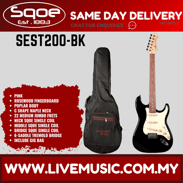 SQOE SEST200 Stratocaster SSS 6-String Electric Guitar Rosewood Fretboard - ( SEST 200 / SEST-200 )