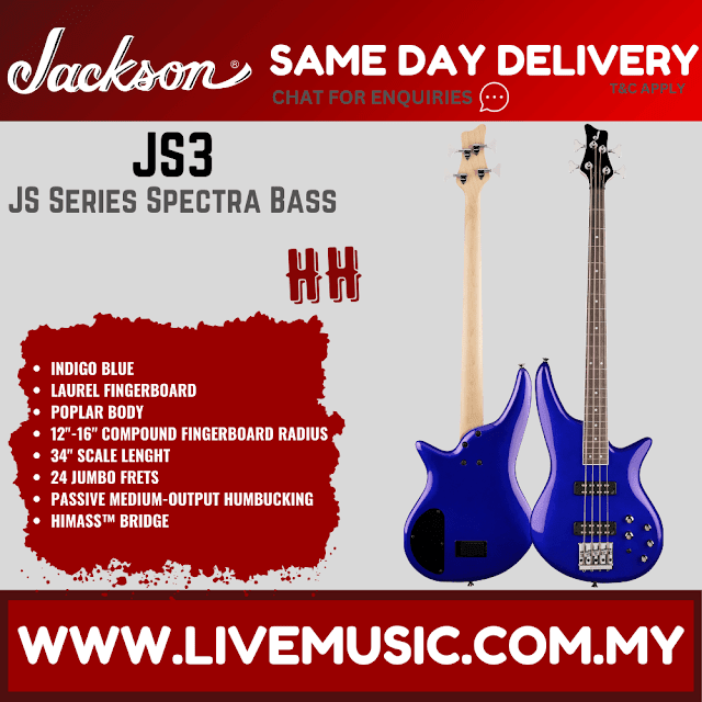 Jackson JS Spectra Bass JS3 IV Bass Guitar, Indigo Blue