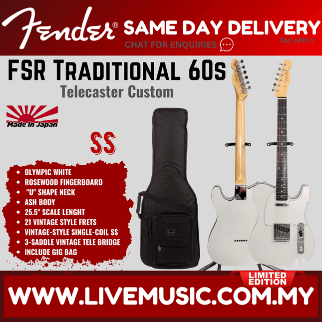 Olympic white Telecaster Custom electric guitar with black gig bag