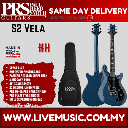PRS S2 Vela Electric Guitar w/Bag - Space Blue