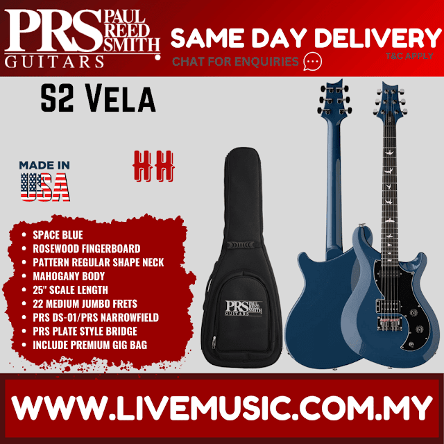 PRS S2 Vela Electric Guitar w/Bag - Space Blue
