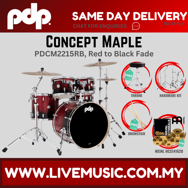 PDP by DW CM5 Concept Maple Shell Pack - 5-piece With HCS141620 Cymbal ( PDCM2215 )