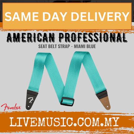 Fender Am Pro Seat Belt Guitar Strap, 2-inch, Miami Blue