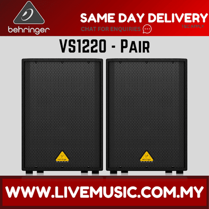 Behringer VS1220 High Performance 600watt Passive Speaker 12" Woofer w/Speaker Stand and Cable - Pair (VS-1220/VS 1220)