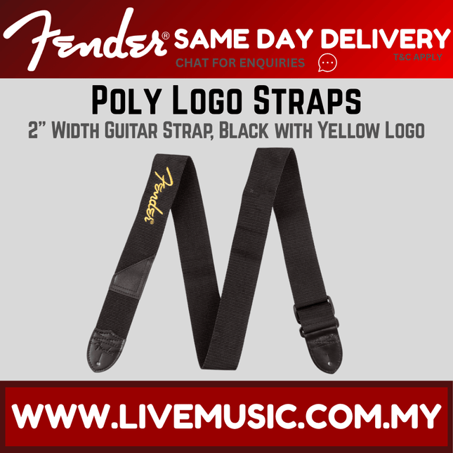Fender Poly Guitar Strap, Yellow Logo